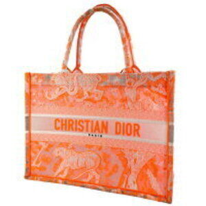 Christian Dior BOOK TOTE Toile de Jouy Bag Pop Up Orange Embroidery